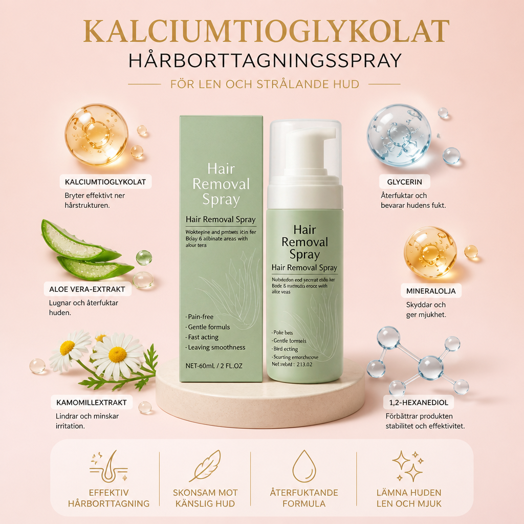Kalciumtioglykolat hårborttagningsspray för slät hudvård