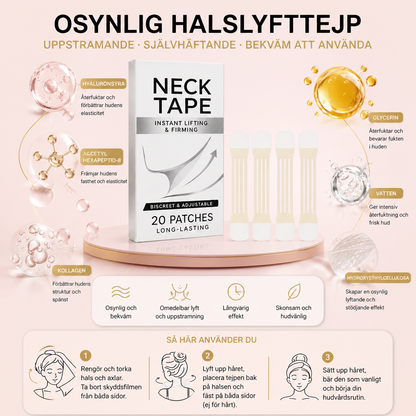 Osynlig halslyfttejp – Uppstramande självhäftande remsor för en slät halslinje
