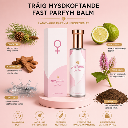 Träig myskdoftande fast parfymbalsam – långvarig parfym i fickformat