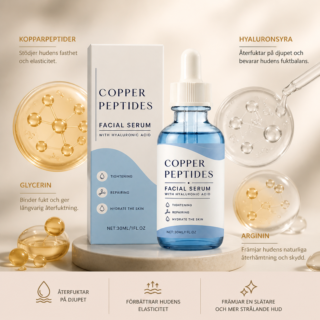 Kopparpeptider och hyaluronsyra – Återfuktande serum för en slätare hud med jämnare utseende