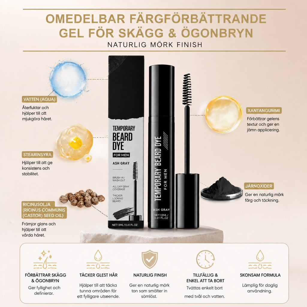 Omedelbar Färgförbättrande Gel För Skägg & Ögonbryn – Naturlig Mörk Finish