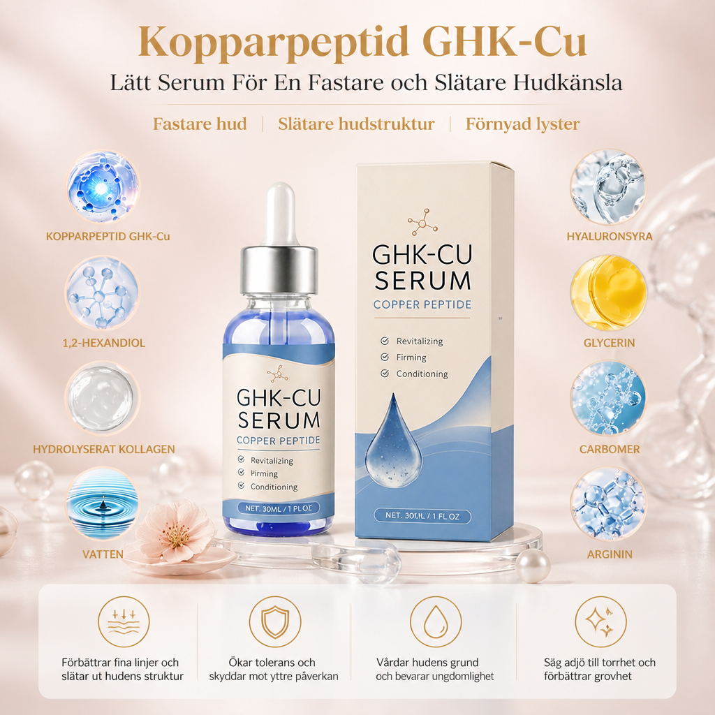 Kopparpeptid GHK-Cu – Lätt Serum För En Fastare och Slätare Hudkänsla