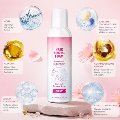 Mild hårborttagningsspray med återfuktande hudvårdsformula