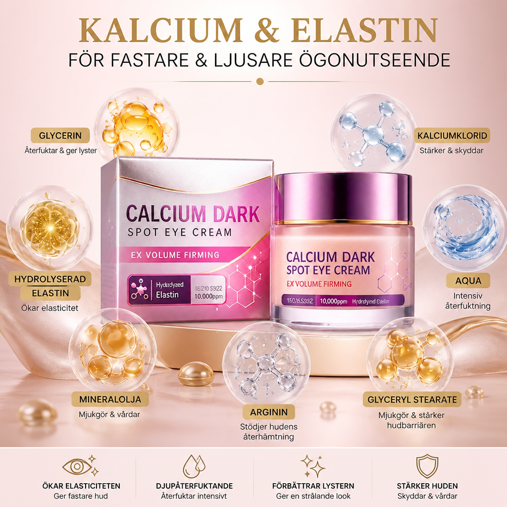 Kalcium- och elastinögonkräm för fastare och ljusare ögonutseende