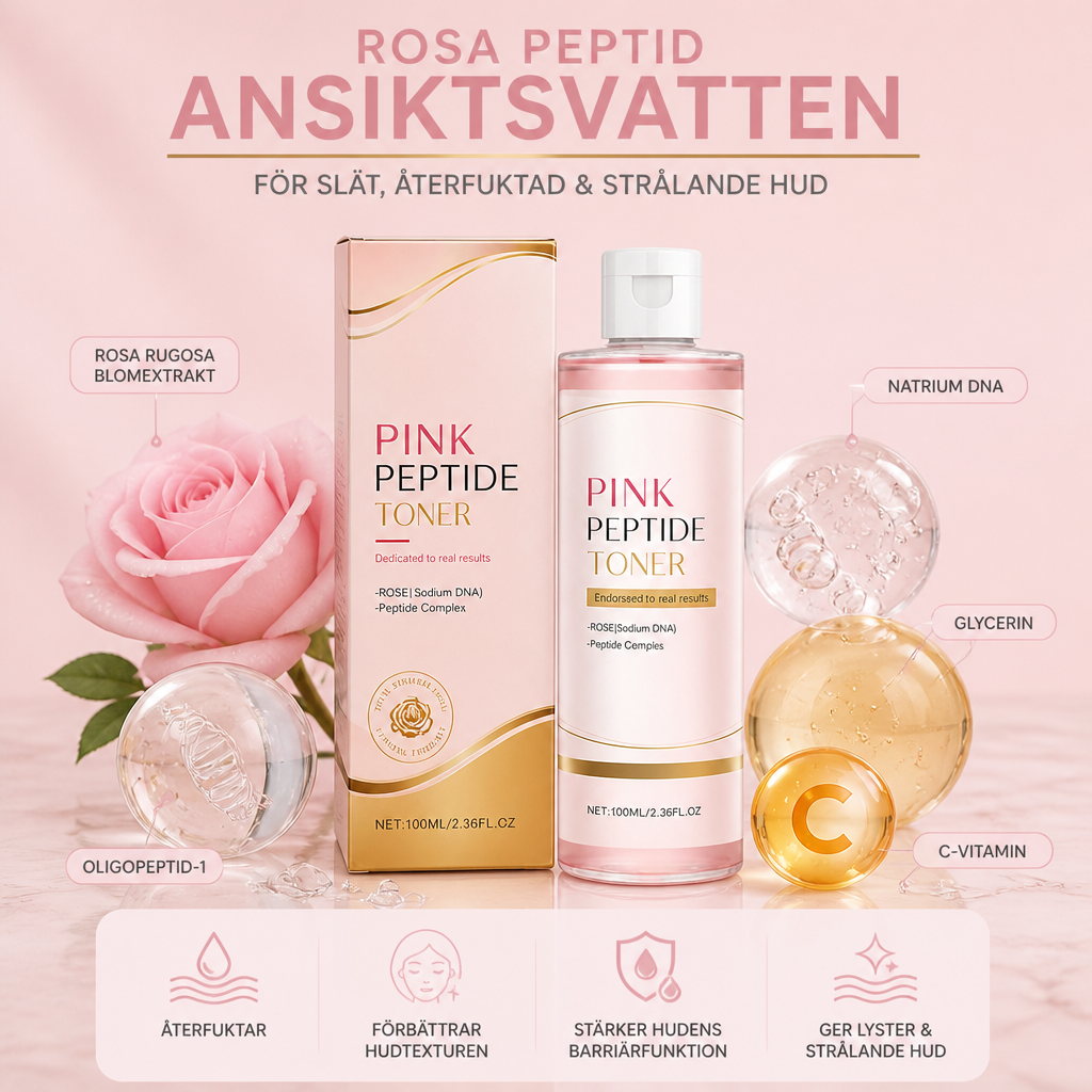 Rosa Peptid Ansiktsvatten För Slät, Återfuktad och Strålande Hud