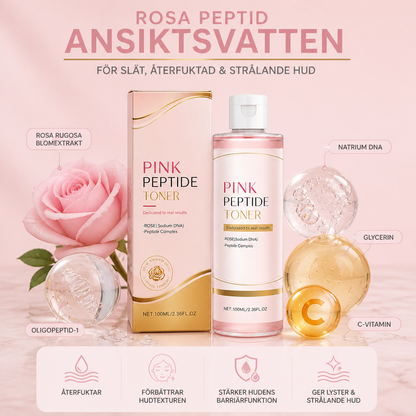 Rosa Peptid Ansiktsvatten För Slät, Återfuktad och Strålande Hud