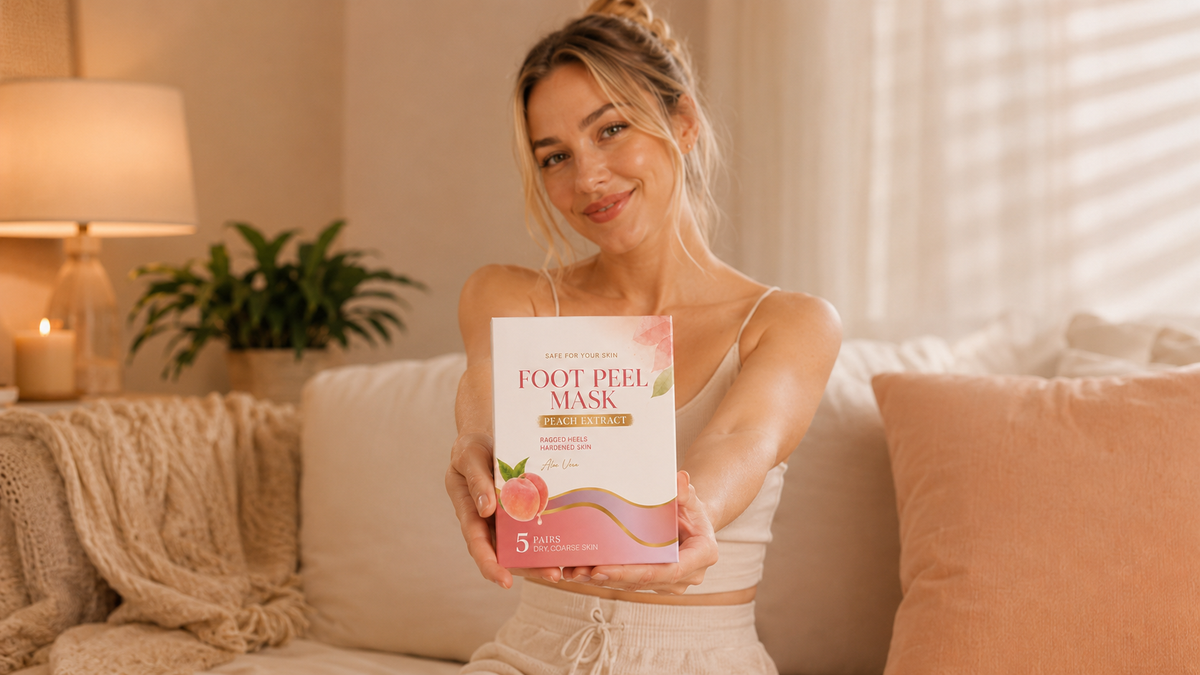 Fotpeelingsmask med persikoextrakt och aloe vera