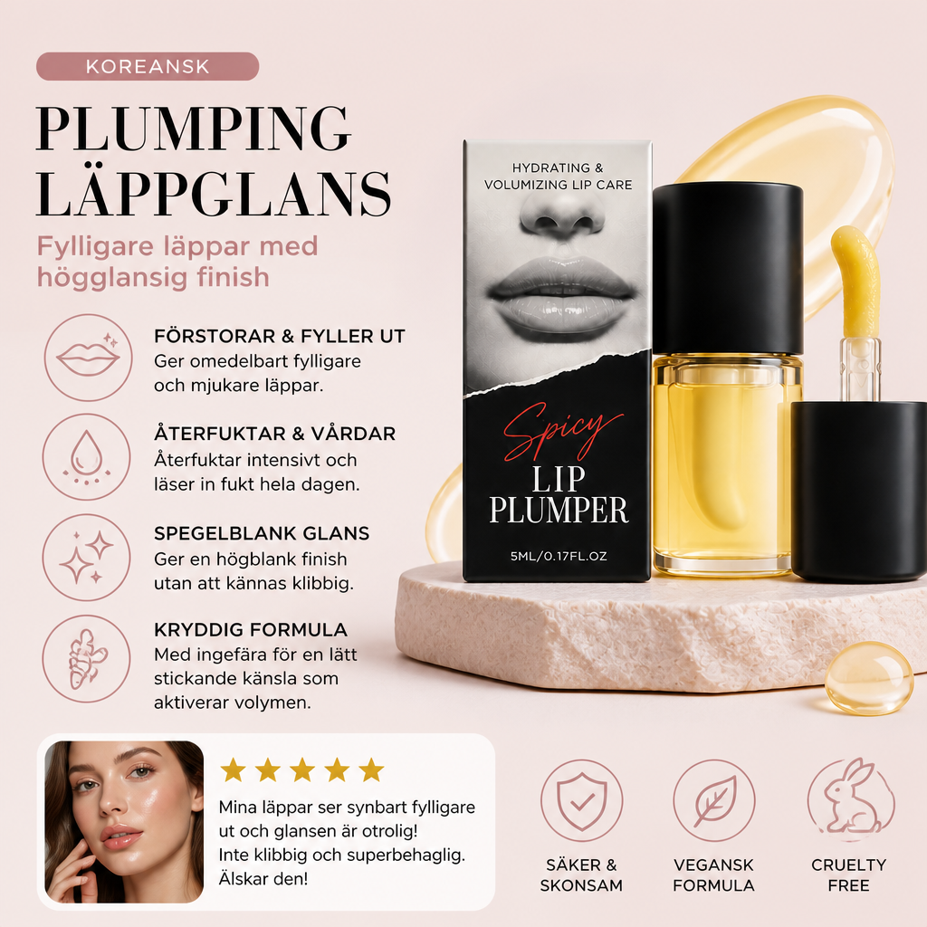 Koreansk Plumping Läppglans med Stark Glans – Fylligare Läppar med Högglansig Finish