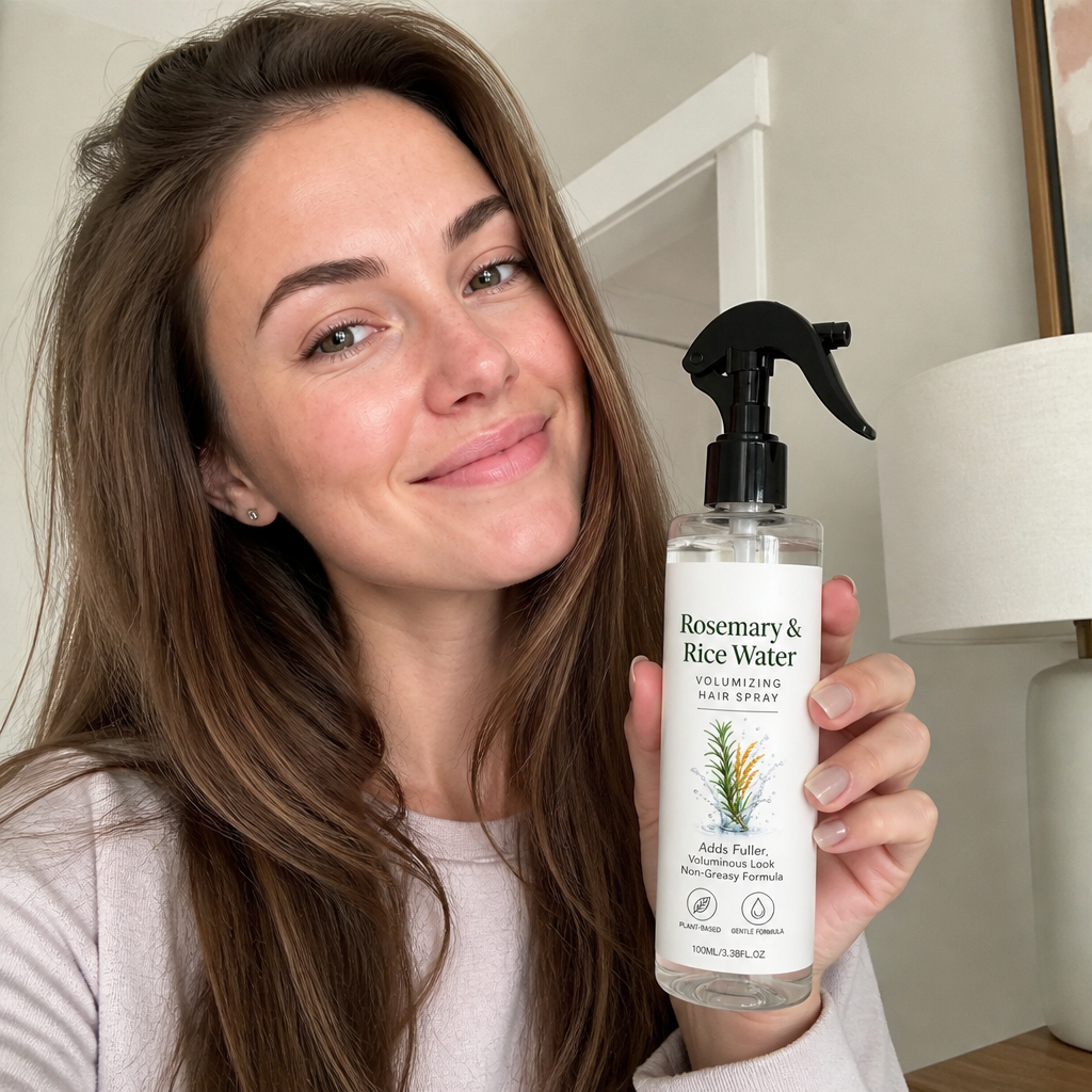 Rosmarin & Risvatten Hårspray – 100 % Naturlig Hårmist för Mjukt, Lent och Friskt Utseende Hår