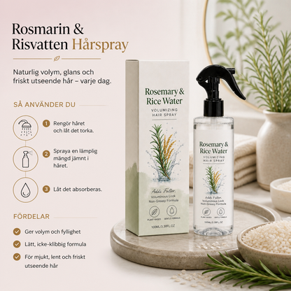 Rosmarin & Risvatten Hårspray – 100 % Naturlig Hårmist för Mjukt, Lent och Friskt Utseende Hår