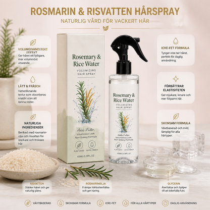 Rosmarin & Risvatten Hårspray – 100 % Naturlig Hårmist för Mjukt, Lent och Friskt Utseende Hår