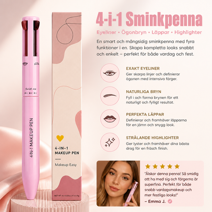 4-i-1 Sminkpenna – Eyeliner, Highlighter, Läpp- & Ögonbrynspenna
