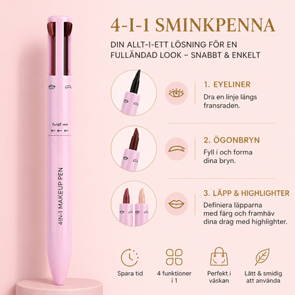 4-i-1 Sminkpenna – Eyeliner, Highlighter, Läpp- & Ögonbrynspenna