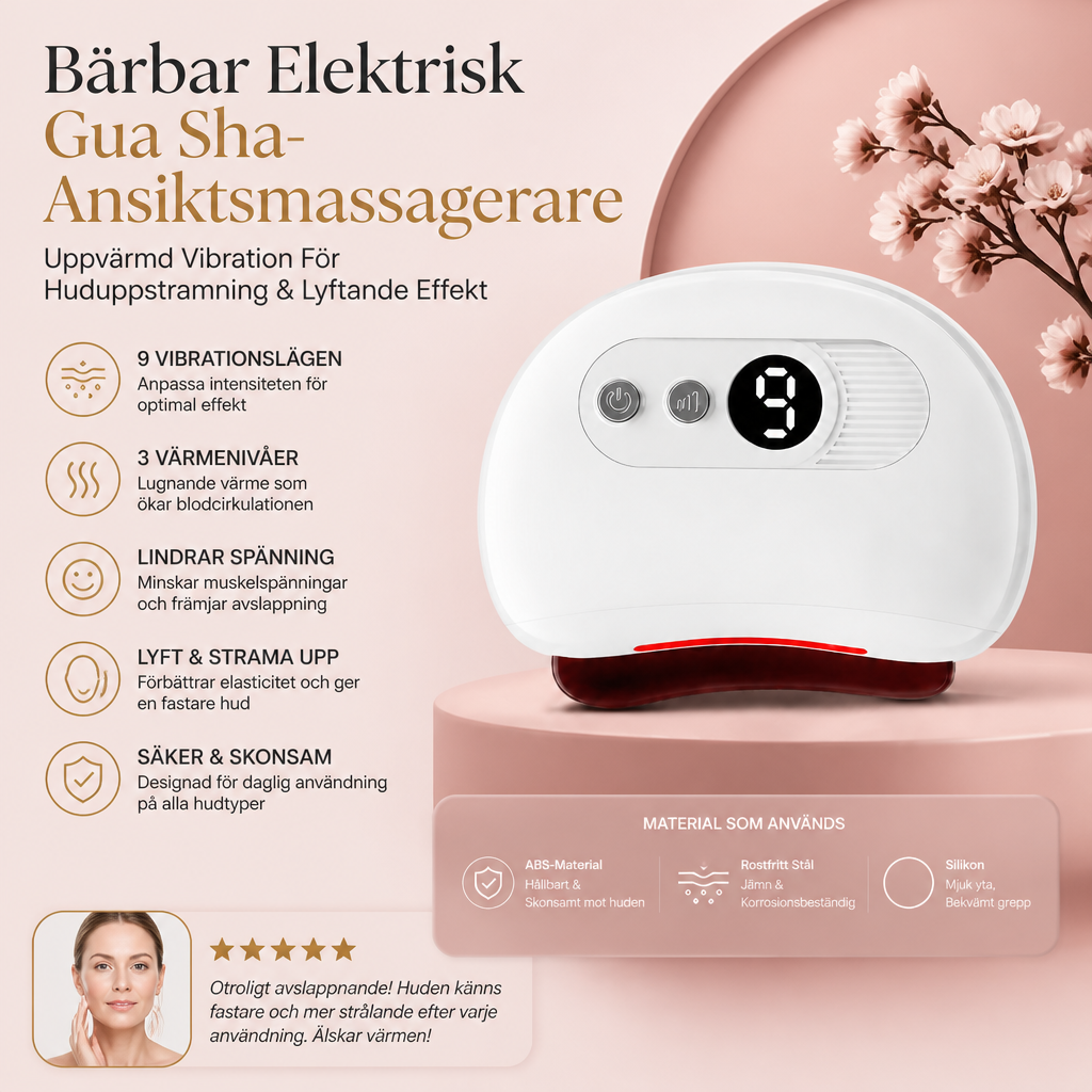 Bärbar Elektrisk Gua Sha-Ansiktsmassagerare – Uppvärmd Vibration För Huduppstramning & Lyftande Effekt