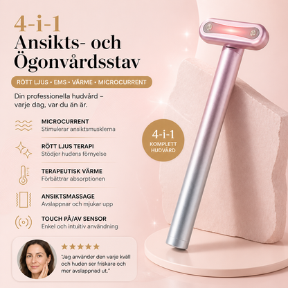 4-i-1 Roterande Ansikts- Och Ögonvårdsstav Med Rött Ljus, EMS & Värmefunktion