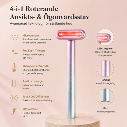 4-i-1 Roterande Ansikts- Och Ögonvårdsstav Med Rött Ljus, EMS & Värmefunktion