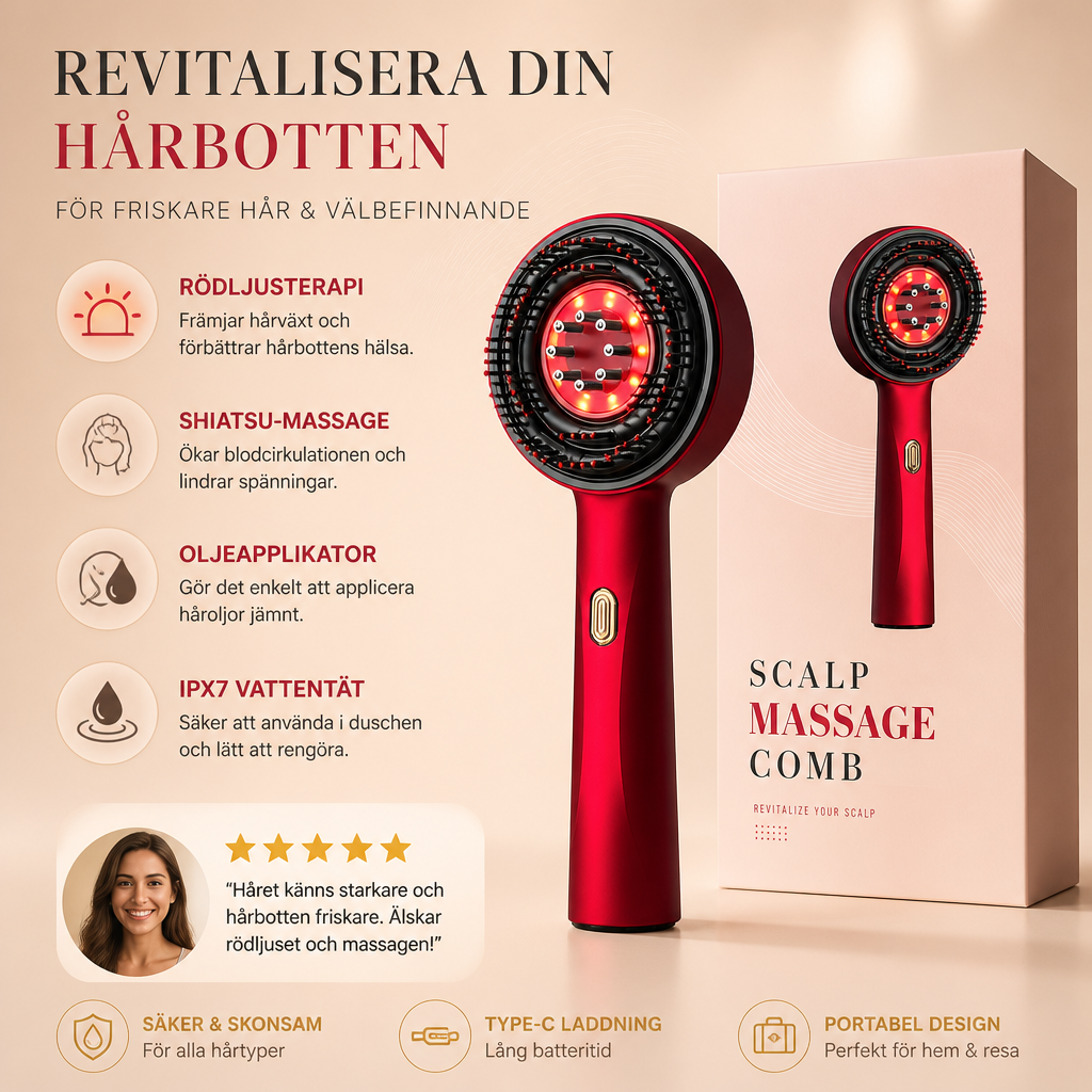 Infraröd Rödljus Shiatsu-Hårbottenmassagerare Med Oljeapplikator För Stöd Vid Hårvård