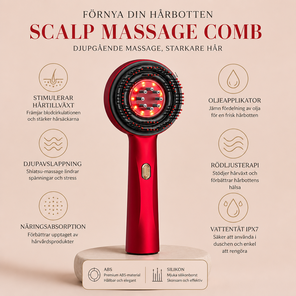Infraröd Rödljus Shiatsu-Hårbottenmassagerare Med Oljeapplikator För Stöd Vid Hårvård