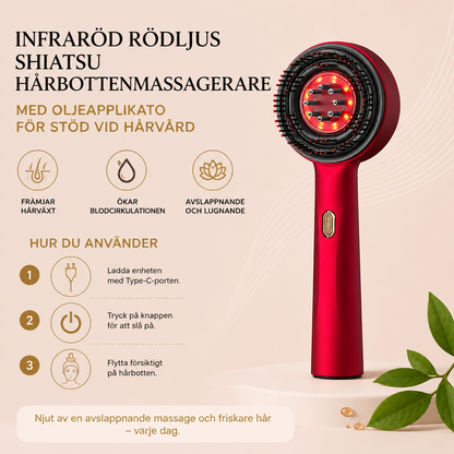 Infraröd Rödljus Shiatsu-Hårbottenmassagerare Med Oljeapplikator För Stöd Vid Hårvård