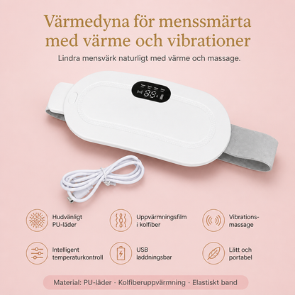 Värmedyna För Menssmärta & Magmassage Med Värme Och Vibrationer För Mensvärk
