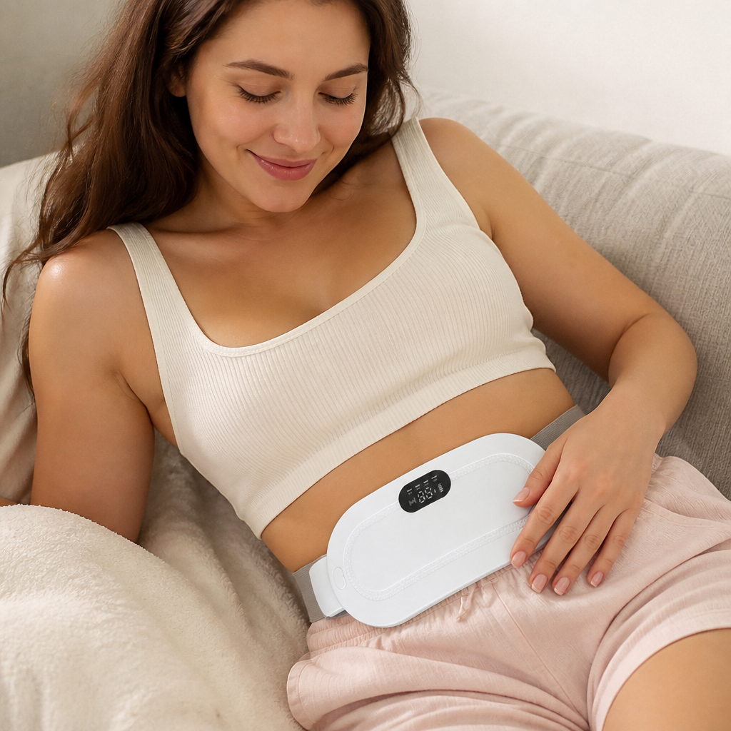 Värmedyna För Menssmärta & Magmassage Med Värme Och Vibrationer För Mensvärk