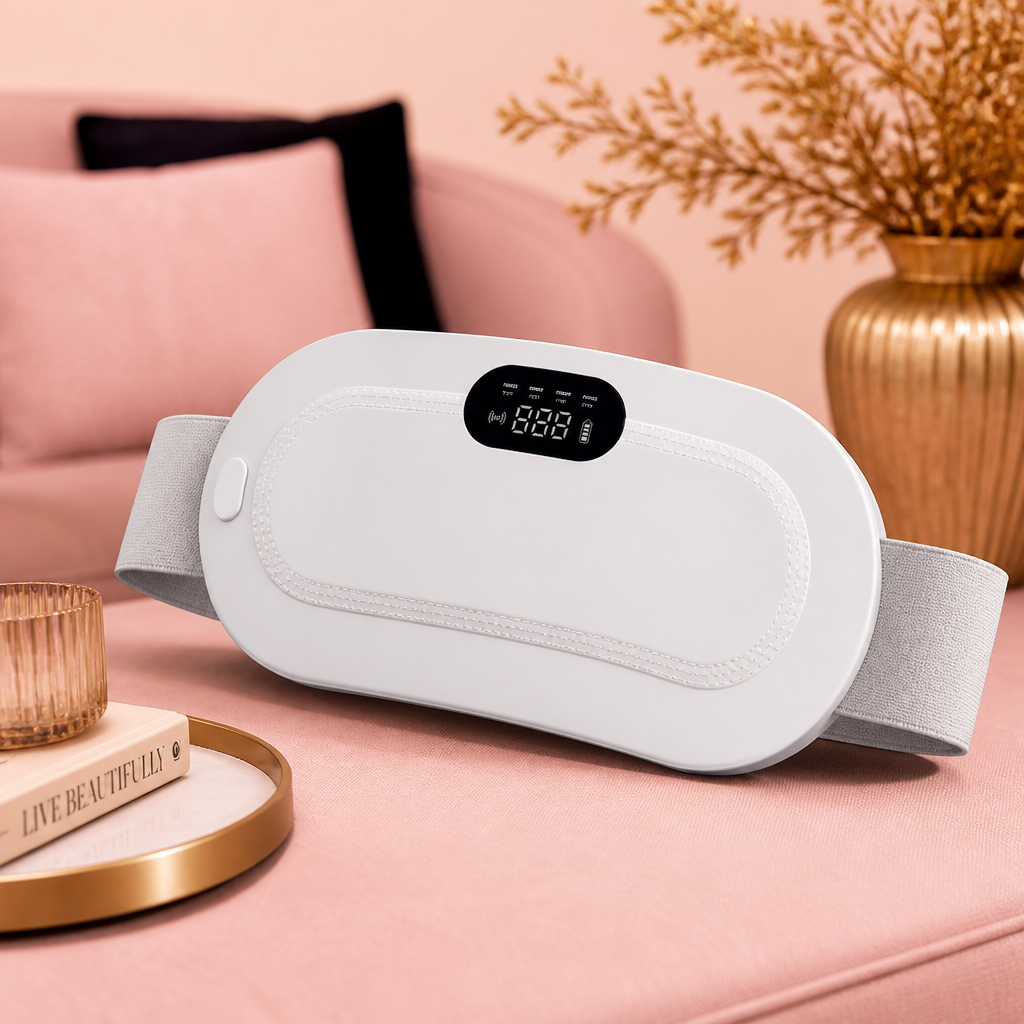 Värmedyna För Menssmärta & Magmassage Med Värme Och Vibrationer För Mensvärk
