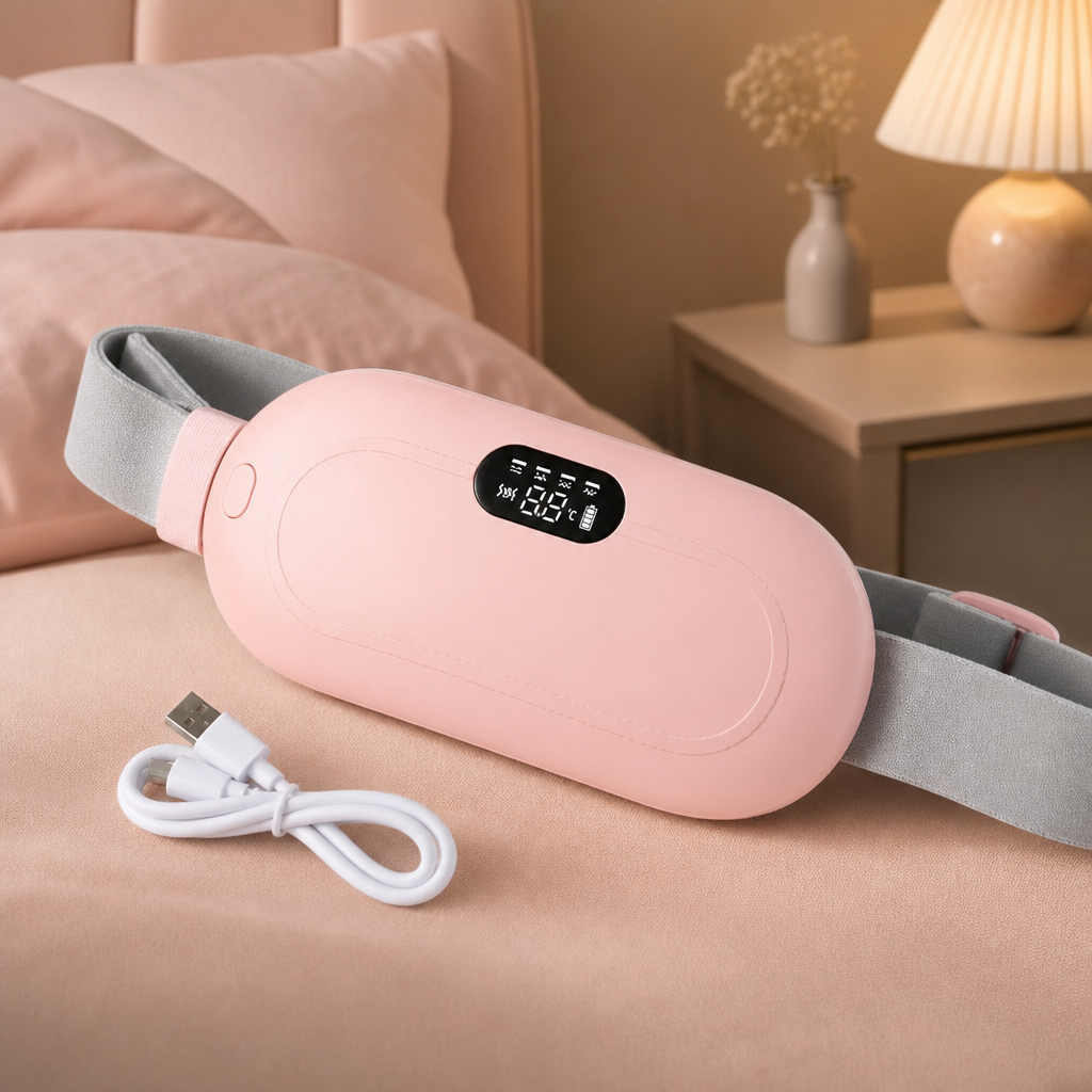 Värmedyna För Menssmärta & Magmassage Med Värme Och Vibrationer För Mensvärk