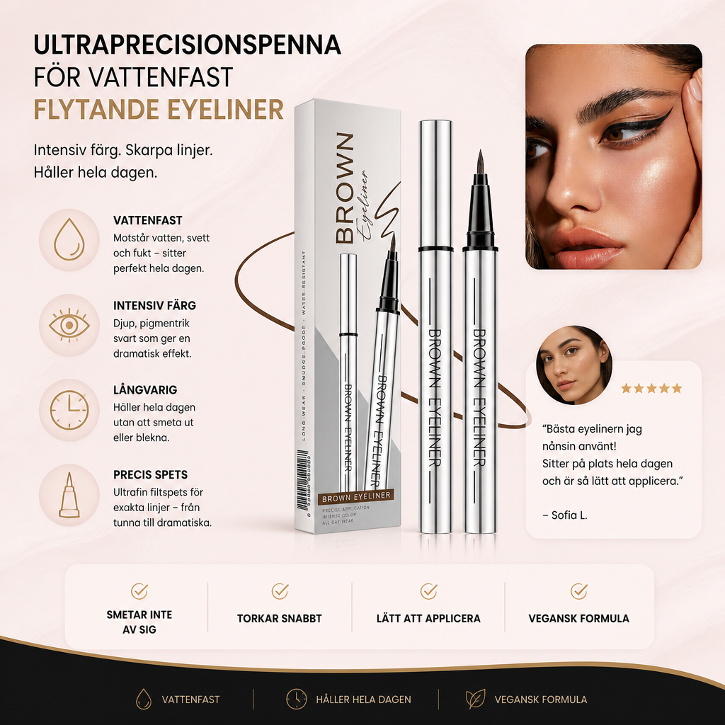 Ultraprecisionspenna för vattenfast flytande eyeliner