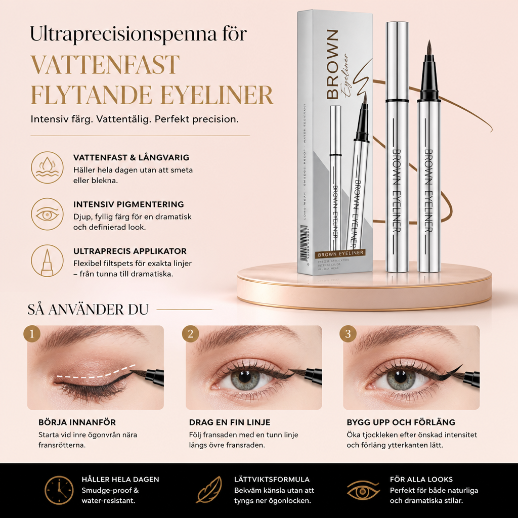 Ultraprecisionspenna för vattenfast flytande eyeliner