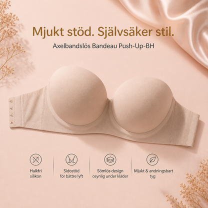 Axelbandslös Bandeau Push-Up-BH – Halkfri, Stödjande & Sömlös för Maximalt Grepp
