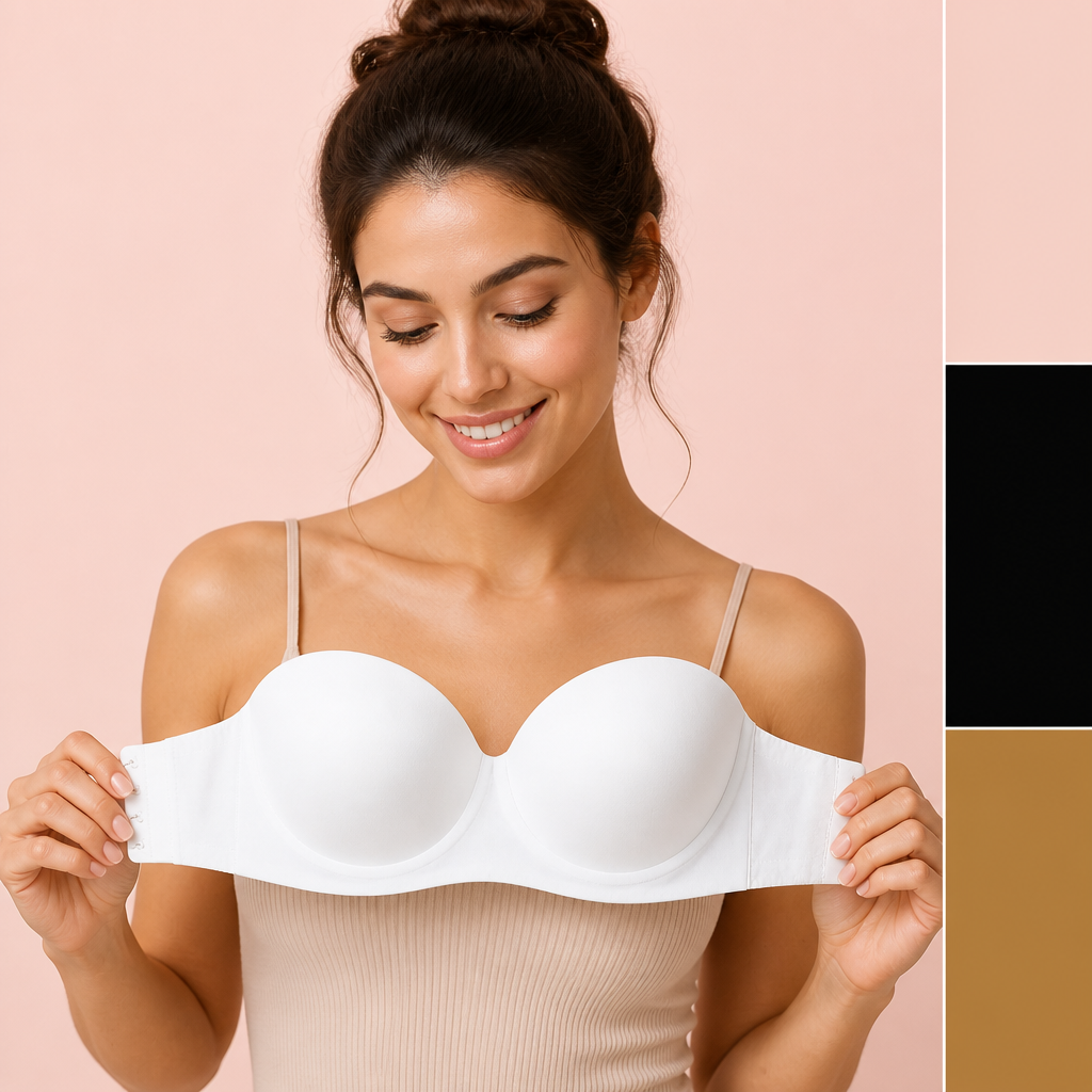 Axelbandslös Bandeau Push-Up-BH – Halkfri, Stödjande & Sömlös för Maximalt Grepp