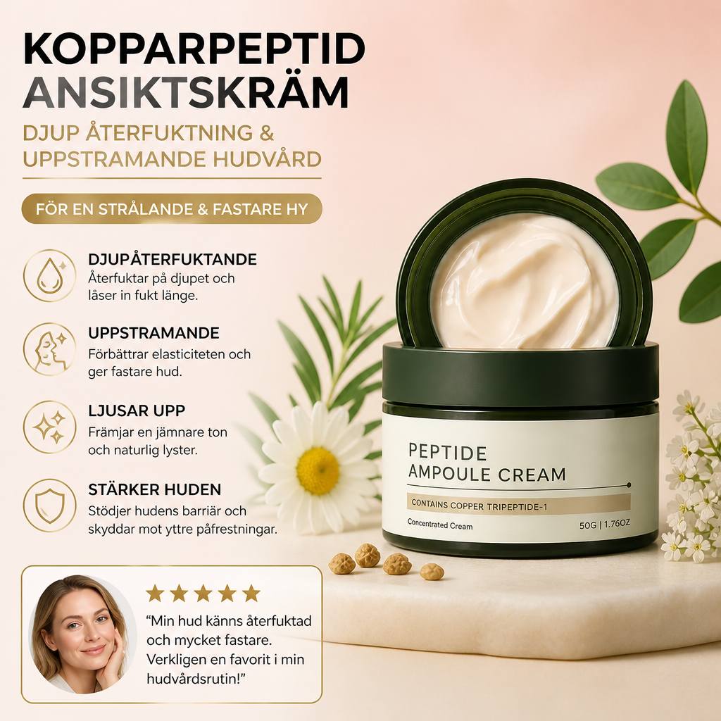 Kopparpeptid Ansiktskräm – Djup Återfuktning & Uppstramande Hudvård