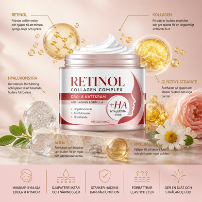Retinol Uppstramande Ansiktskräm Med Hyaluronsyra För Slät Hud Med Strålande Utseende