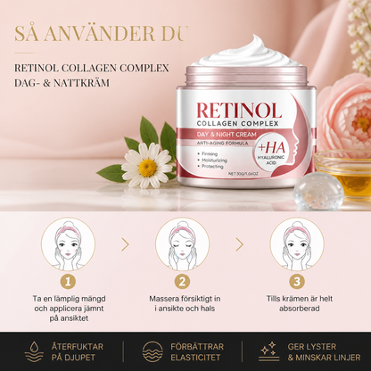 Retinol Uppstramande Ansiktskräm Med Hyaluronsyra För Slät Hud Med Strålande Utseende