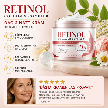 Retinol Uppstramande Ansiktskräm Med Hyaluronsyra För Slät Hud Med Strålande Utseende