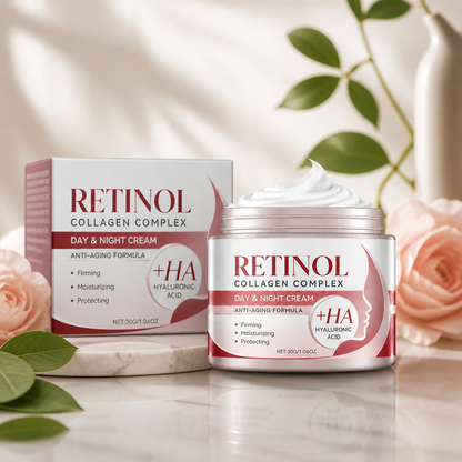 Retinol Uppstramande Ansiktskräm Med Hyaluronsyra För Slät Hud Med Strålande Utseende