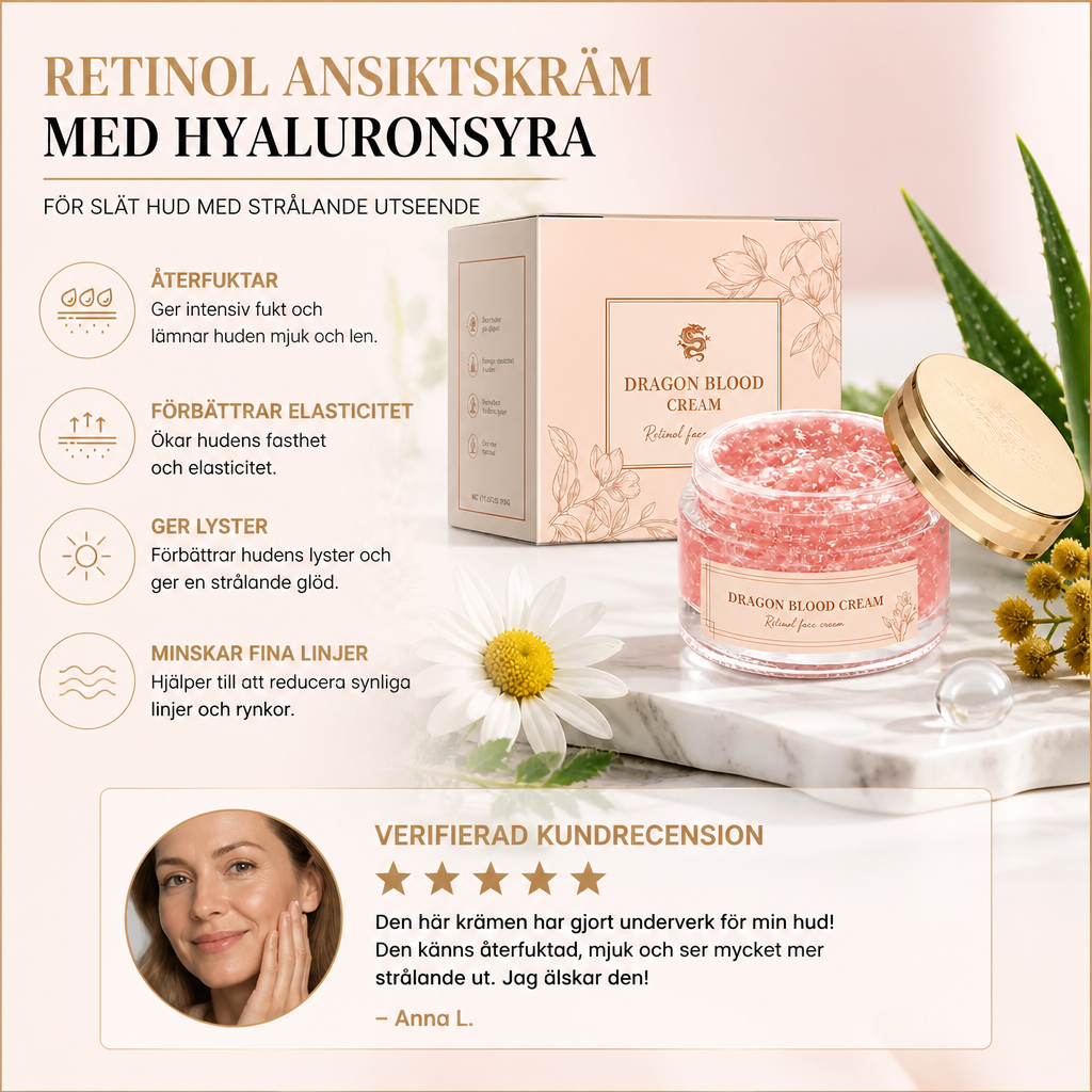 Retinol Ansiktskräm Med Hyaluronsyra För Slät Hud Med Strålande Utseende
