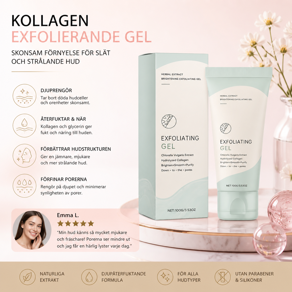 Kollagen Exfolierande Gel – Skonsam Förnyelse För Slät Och Strålande Hud