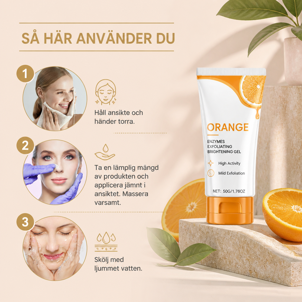 Apelsin Enzym Exfolierande Gel – Skonsam Lyster För Slät Och Fräsch Hud