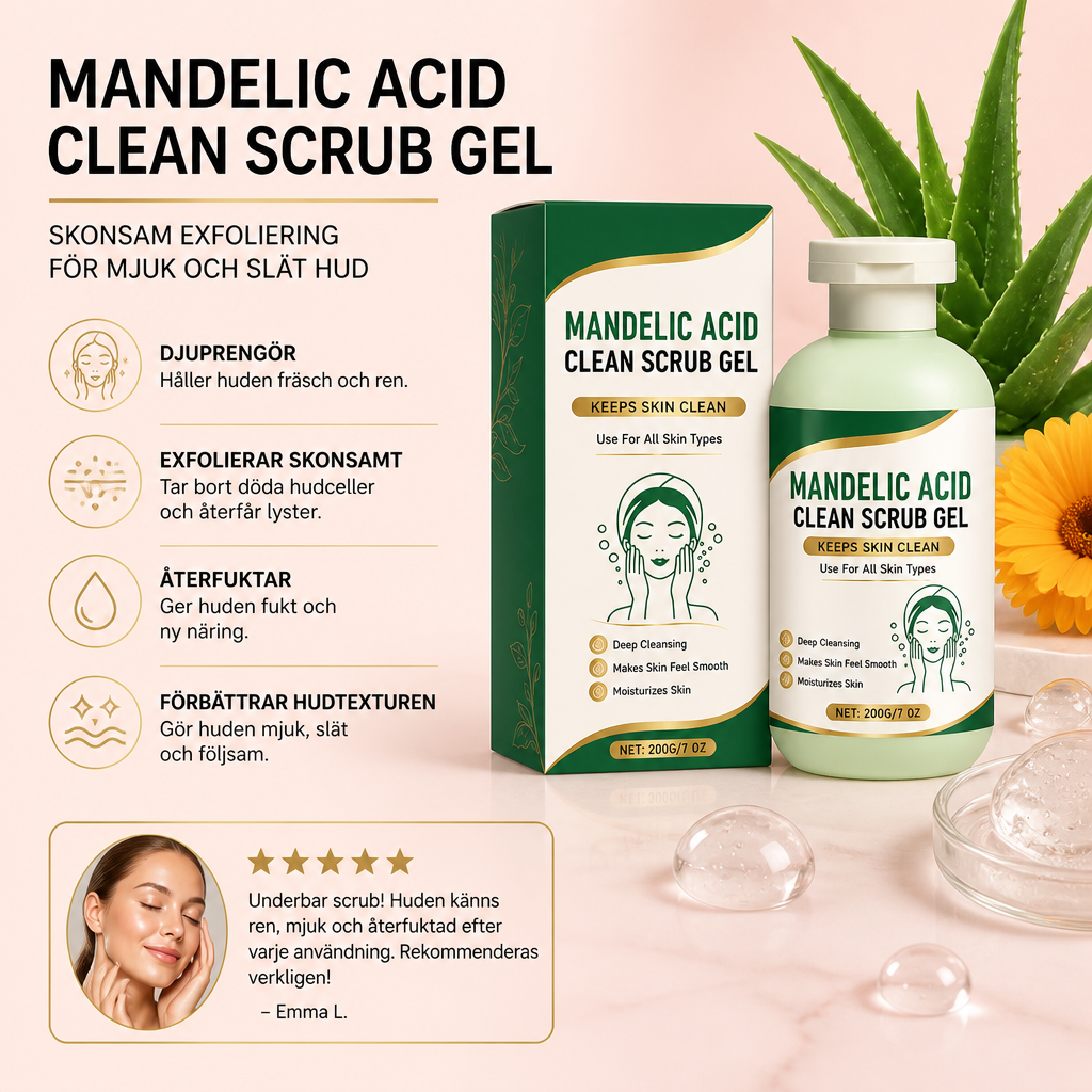 Mandelic Acid Skrubbgel – Skonsam Exfoliering För Mjuk Och Slät Hud