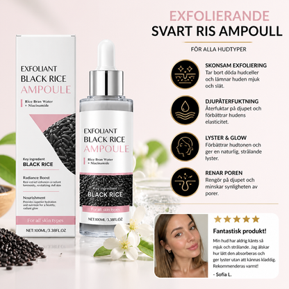 Svart Ris Exfolierande Ampull – Återfuktande Vård För Slät Och Strålande Hud