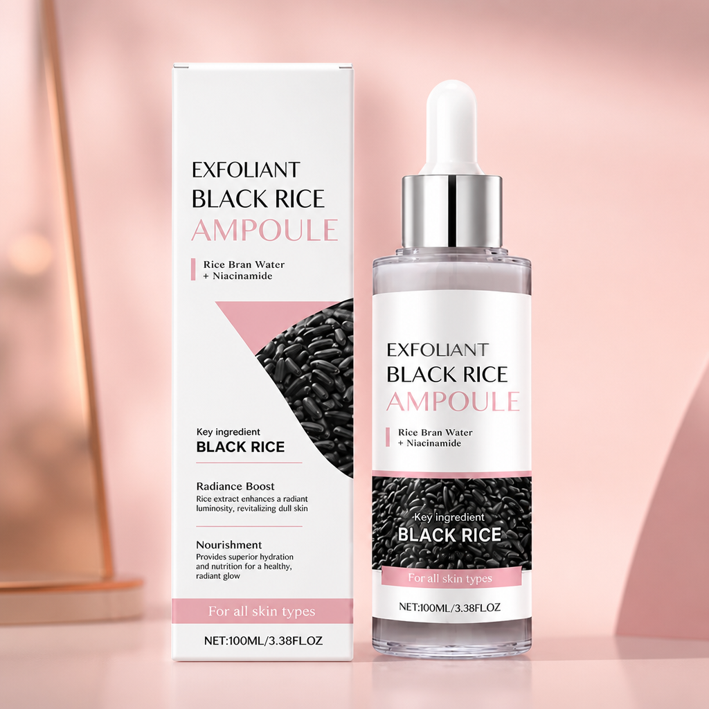 Svart Ris Exfolierande Ampull – Återfuktande Vård För Slät Och Strålande Hud