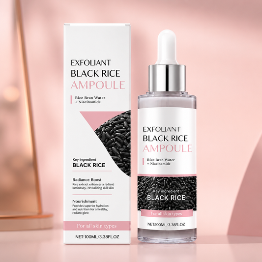 Svart Ris Exfolierande Ampull – Återfuktande Vård För Slät Och Strålande Hud