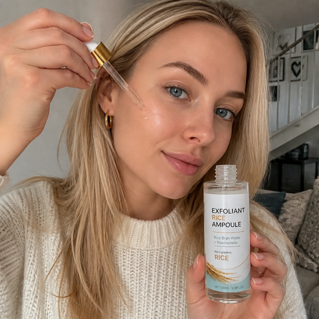 Risgrynsvatten & Niacinamid Exfolierande Ampull – Ljusar Upp Och Återfuktar Huden