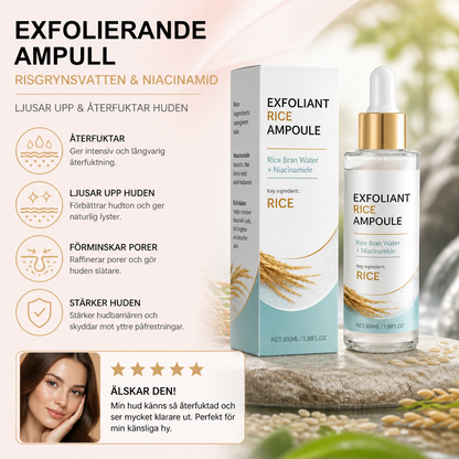 Risgrynsvatten & Niacinamid Exfolierande Ampull – Ljusar Upp Och Återfuktar Huden