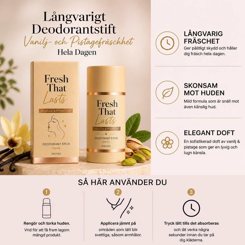 Långvarigt Deodorantstift – Vanilj- och Pistagefräschhet Hela Dagen