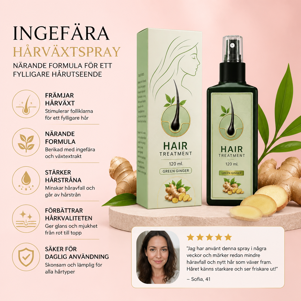 Ingefära Hårväxtspray – Närande Formula För Ett Fylligare Hårutseende