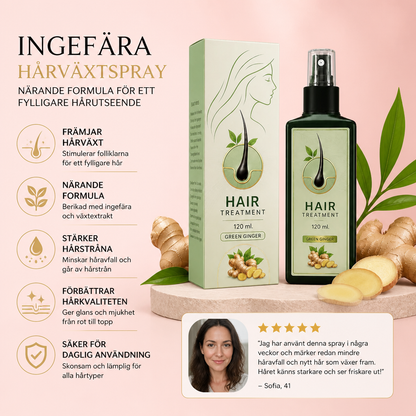 Ingefära Hårväxtspray – Närande Formula För Ett Fylligare Hårutseende