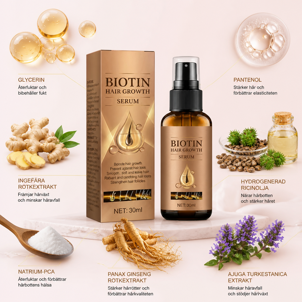 Biotin Hårväxtserum – Närande Formula För Ett Fylligare Hårutseende
