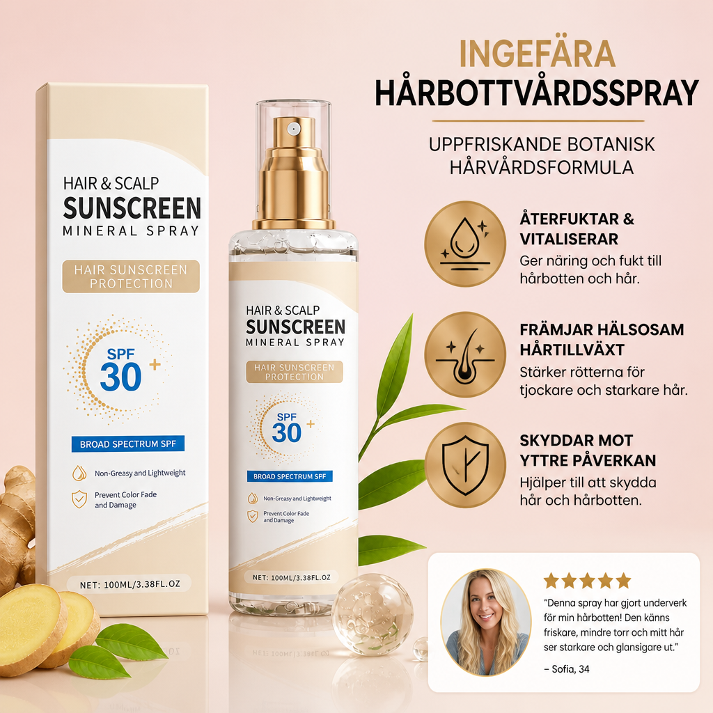 Ingefära Hårbottenvårdsspray – Uppfriskande Botanisk Hårvårdsformula